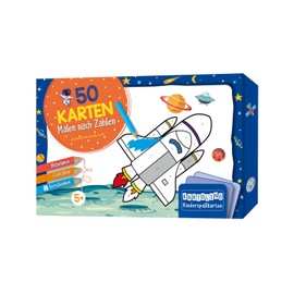 50 Karten Malen nach Zahlen - Weltraum: Mitnehmen, gestalten, verschenken (KARTOLINO Kinderspaßkarten)