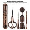 Vintage Embroidery Scissors Set Wooden Stainless Steel Sewing Box Scissors