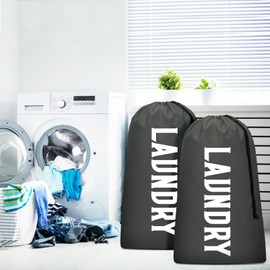 Cenvialuxy Large Laundry Bags for Travelling, 2 Pack Drawstring Laundry Bag, 24" x 36" Washing Bags for Laundry, Foldable Dirty Clothes Bag for Travel, Bathroom, Home, Dormitory (Grey)