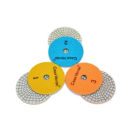 Casaverde 3 Steps Polishing Diamond Pads，100mm Diamond Wet Polishing Pads for Granite Marble Terrazzo Quartz Engineered Stone