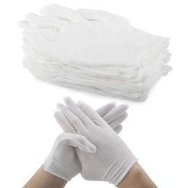 TNSLAND 24 Pack (12 Pairs) White Cotton Gloves for Dry Hands, Moisturising, Cosmetic, Eczema, Spa and Coin Jewellery, Inspection, Serving Handsc