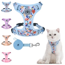BEAUTYZOO Cat Harness and Leash Set for Walking Escape Proof, Neck Release Adjustable Harness for Kitten Puppy Small Medium Large Cats, Soft Cute Easy Control Small Cat Harness for Cats Boy and Girls