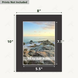 Golden State Art, Pack of 5, Pre-Cut 8x10 Picture Mats Bevel Edge 5.5x7.5 Opening for 6x8 Photos, Black