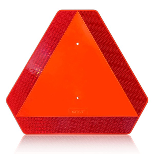 High-Visibility Slow Moving Vehicle Sign Triangle Signs - 16x14" Durable Plastic, Reflective Red Border & Fluorescent Center, Meets ASAE S276.4 Standards, DOT Compliant for Golf Cart Accessories, Tractor, Utv, Safety Signs, Made in USA