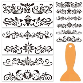 OLYCRAFT 3 Stück/Set Schwarze Ranken Transferfolien Zum Aufreiben Für Möbel Und Kunsthandwerk 30x15cm Spitzen Möbelaufkleber Dekor Vintage Spitzen Transferaufkleber Mit 1 Teiligem Schaber