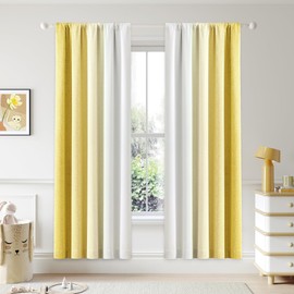 Geomoroccan Ombre 100% Blackout Curtains 72 Inch Length 2 Panels for Bedroom Living Room Gold Yellow White Gradient Patterned Room Darkening Noise Reducing Rod Pocket Window Treatment Drapes