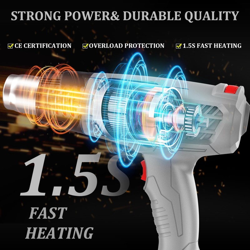Heat Gun, Variable Temperature Settings 572℉~932℉ (300℃-500℃), Heat Hot Air