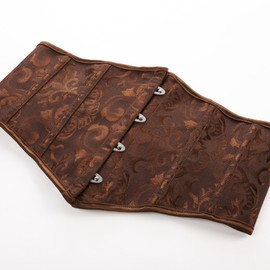 SCARLET DARKNESS Women's Cottagecore Underbust Corset Plain Peasant Country Corset Brown Jacquard 46
