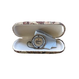 LK Trend & Style Vintage Paisley Cork Glasses Case 17 x 6.5 x 4.4 cm with Cleaning Cloth Boho Style, multicoloured