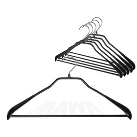 Mawa by Reston Lloyd BodyForm Series Non-Slip Space-Saving Clothes Hanger with Bar for Pants, Style 42/LS, 16-1/2", Set of 6, Black