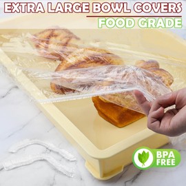 50 Pcs Reusable 39'' Large Bowl Covers for Half Sheet Pan(24x16, 21x15, 18x13 inch) and Mixing Bowl&Dough Proofing/Foil Pans,Fits Bowls up to 30",Food Covers for Outside,Elastic Sealing