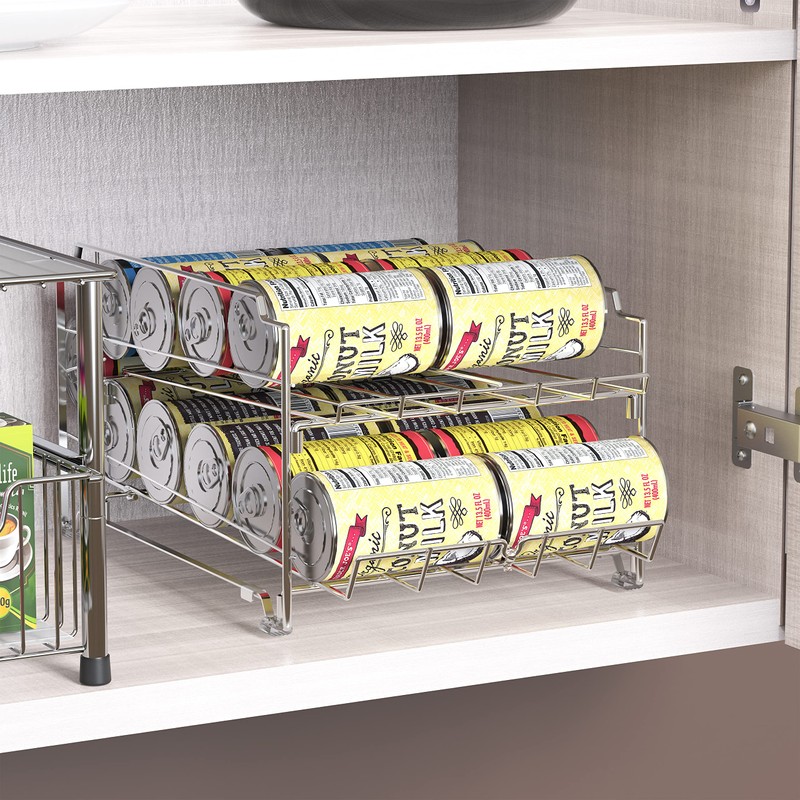 Simple Houseware Dual Row Front Loading Can Dispenser, Chrome