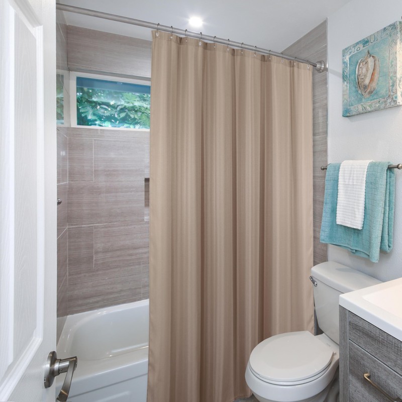 Taupe Shower Curtain for Bathroom: Water Repellent Quick Dry -