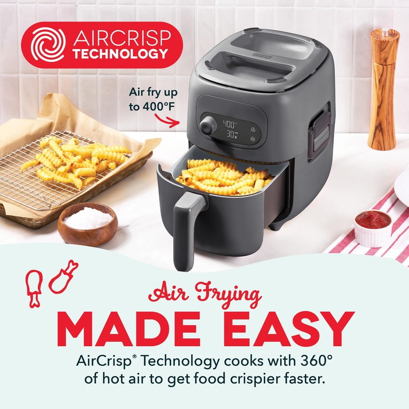 DASH Flip & Fry 2-in-1 Grill + Air Fryer, 3