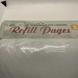 C.R. Gibson 12 X 12 Top Loading Refill Scrapbook Pages.  Markings. 10 White Sheets, Post Ext