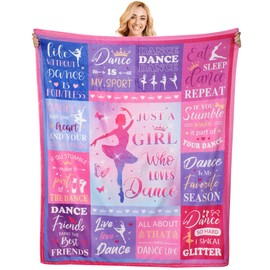Poekuao Dance Blanket Gifts for Girls, 60"x50" Throw Ballet Blanket Recital Dance Competition Gifts for Team Lover Ballerina Lightweight Flannel Warm Cozy Bedding Women Teachers