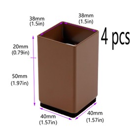 Risbay 4 Pack 2 inch Bed Risers,Furniture Table Sofa Lift,Furniture Risers,Heavy Duty Square Supports with Felt Pad-Support 1100 LBS Per Leg-Brown(Width 1.6"-Adds 2" Height)