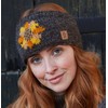 Pachamama Women Wool Ear Warmer Headband Fleece Lined Handknitted Sunflower