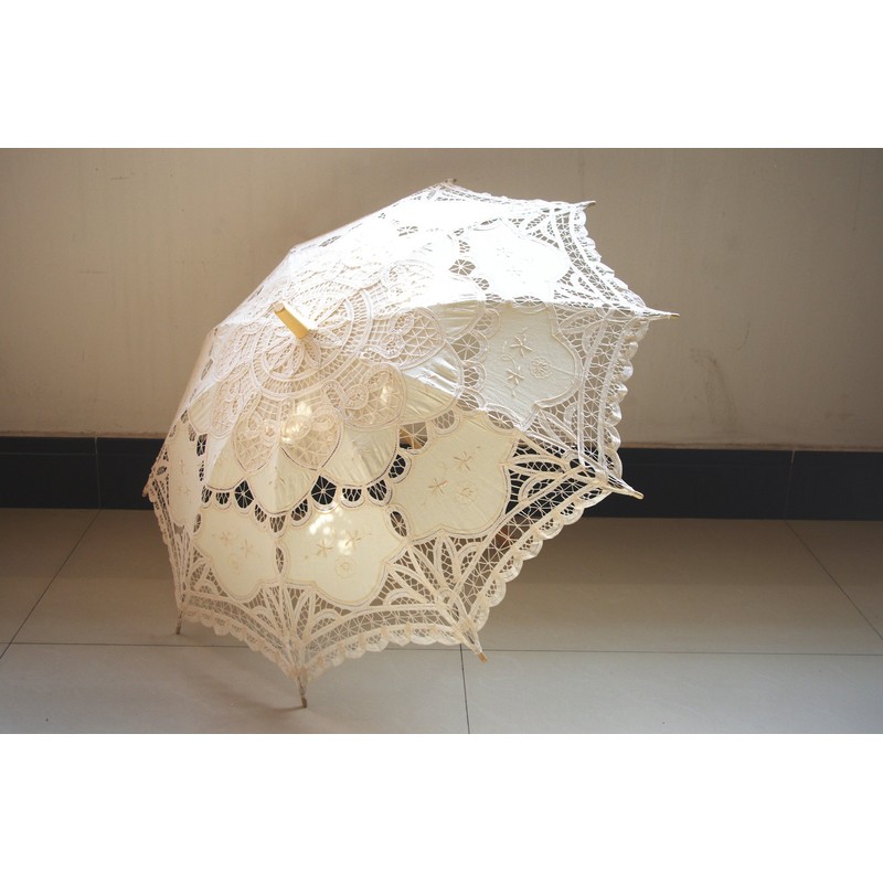 AEAOA Handmade Ivory Lace Parasol Umbrella Wedding Bridal 30 Inch