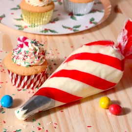 PME CH24IB126 12 Christmas Disposable Icing Piping Bags, Candy Cane, Plastic