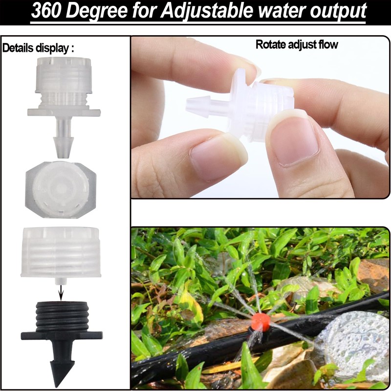 150 Pcs Adjustable Micro Drip Irrigation Sprinklers 1/4 Inch Universal