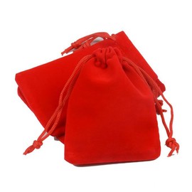 10 PCS Gift Red Dust Proof Drawstring Storage Pouch Bag Reusable Velvet Jewellery Bags Space Saver Organizer For Travel Household（15 * 20cm）