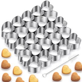 Ninehaoou Heart Cracker Cutter, 25 Cavity Cookie Cutter, mini Cookie Molds with Cleaning Brush, non-stick Dough, Stainless Steels Cookie Cutters Mold for Baking