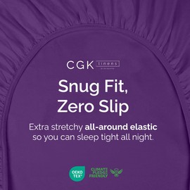 King Fitted Bed Sheet - Bottom Single Fitted Sheet Only - Ultra-Soft Hotel Luxury Bedding w/ 8-16 Inch Deep Pockets - Breathable, Cooling & Wrinkle Free - Easy-Care, Fade & Shrink Resistant - Purple