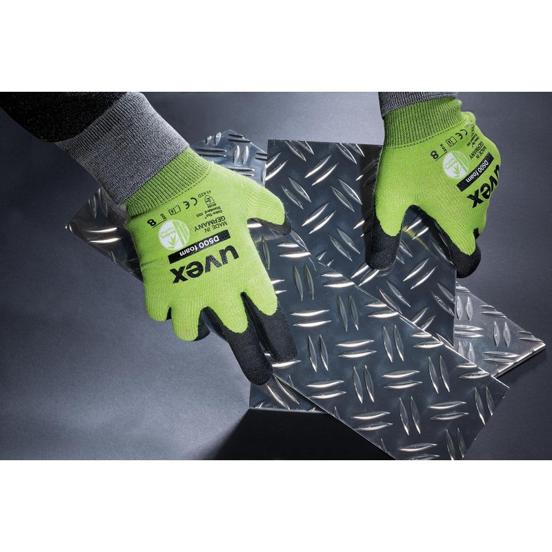 Uvex D500 Foam Cut Protection Gloves with Grip Coating Size