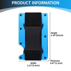 Cupimatch Men Ultra-Thin RFID Wallet: Blocking Aluminum Wallet for Men Slim Money Clip Card Holder with Elastic Band (Blue)