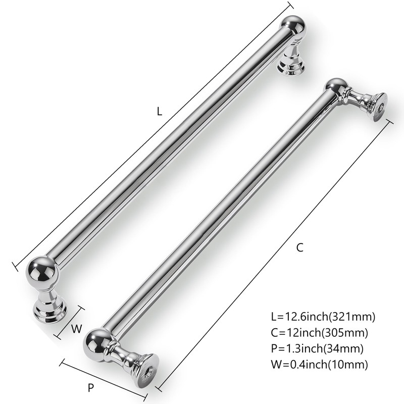 khtumeware 5 Pack 12 Inch Hole Center Polished Chrome Cabinet