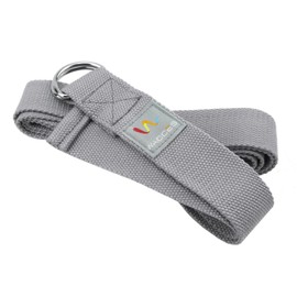 Wacces D-Ring Buckle Cotton Yoga Straps Bands - Best for Stretching (Gray, 10 ft)