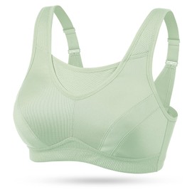 Wingslove High Impact Sports Bras for Women Plus Size Non Padded Wirefree Workout Bra Bounce Control (Green, 36DDD)