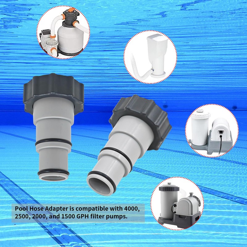HongFuFu 4 Pack Pool Hose Adapter with 4 PCS Clamps,