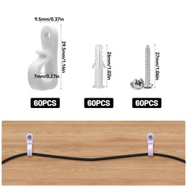WYYFXY® Pack of 60 Q-Hanger Screw Hooks, Christmas Light Hooks, Outdoor Hook Screws for Garage, New Year, for Hanging Fairy Lights, Patio Lights (White)