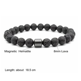 MADIOLA Pulsera con Hematita magnetica, Piedras Naturales Howlita, Turquesa, Piedra volcanica, Obsidiana y Ojo de Tigre. Ajustables Hombre Mujer
