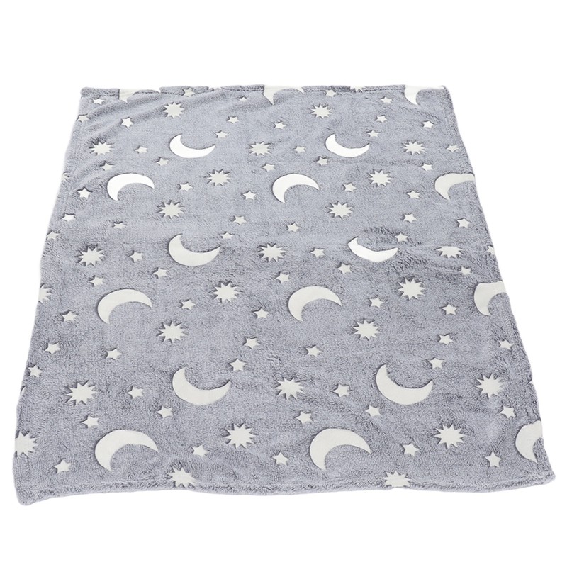 1.5x2m Luminous Blanket Double Side Flannel Star Moon Design Soft