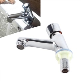 Delay Faucet Bathroom Tap Faucet Plated Chrome Self-Closing Water-Saving Delay Tap for Public Kitchen Bathroom Internal Thread G1/2