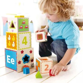 Hape Pyramid of Play Wooden Toddler Wooden Nesting Blocks Set