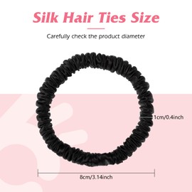 Needbrock Mulberry Silk Hair Ties, Thin Black Scrunchies for Women