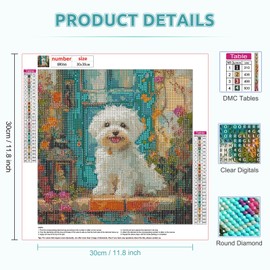 RICUVED 5D Hund Diamond Painting Diamant Painting Bilder Tiere Diamond Art Erwachsene Full DIY Diamant Kunst Malerei Stickerei Set Kreuzstich 30x30cm