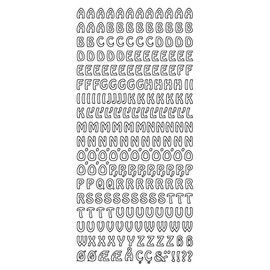 Hobbyfun Contour Stickers Letters Large Silver, Sheet 10 x 23 cm