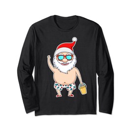 Summer Christmas in July - Tropical Santa Hawaiian Langarmshirt