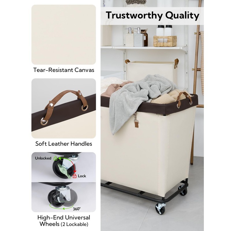 StorageWorks 320L Laundry Basket with Wheels, Extra Large Rolling Hampers