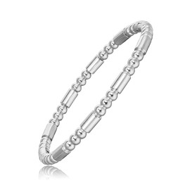 MILAKOO Stainless Steel Bracelet Charm Ball Beads Bangle Distance Oval Cuff for Women Delicate Style