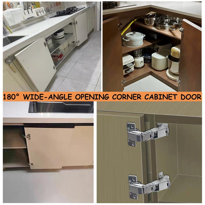 2 Pack 180 Degree Hinges,Concealed Hydraulic Adjustable Mounting,Soft Closing Frameless