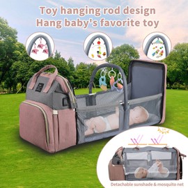 ANWTOTU Diaper Bag with Changing Station,Diaper Bag Backpack,Girl Boy Diaper Bag,Large Capacity,900d Excellent Oxford(Ungrade Pink Grey)