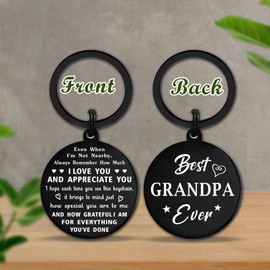 to My Grandpa Gifts - Best Grandpa Ever Keychain - Best Grandpa Gifts - Birthday Father's Day Christmas Keychain Gifts for Grandpa from Granddaughter Grandson