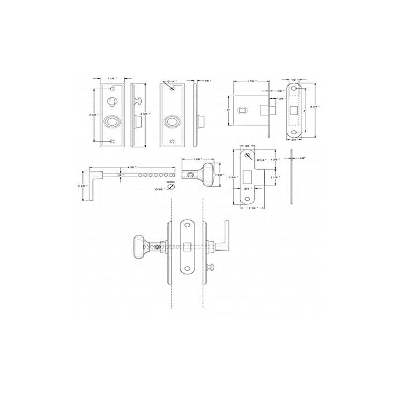 Deltana SDML334U19 Storm Door Latch; Square; Mortise Lock; Black Finish