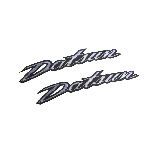 CSP Vintage Datsun Chrome Effect Stickers Decals Set of Two